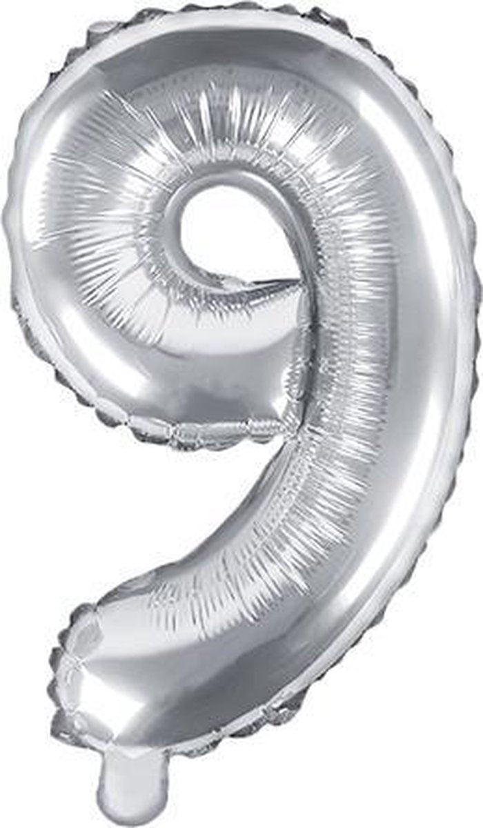 Zilverkleurige aluminium cijfer ballon - Feestdecoratievoorwerp