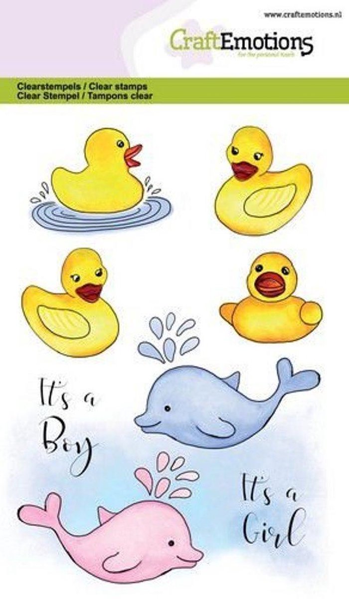 CraftEmotions clearstamps A6 - bad eendjes - geboorte GB