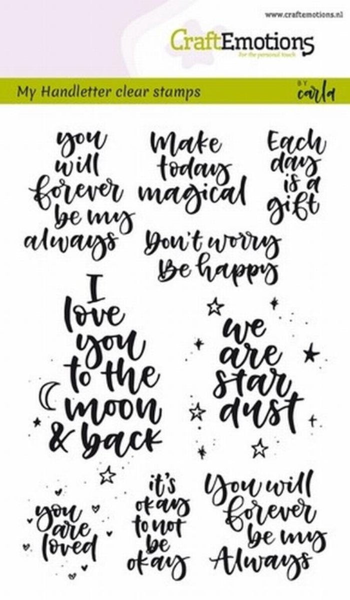 CraftEmotions clearstamps A6 - handletter - happy feelings (Eng) Carla Kamphuis