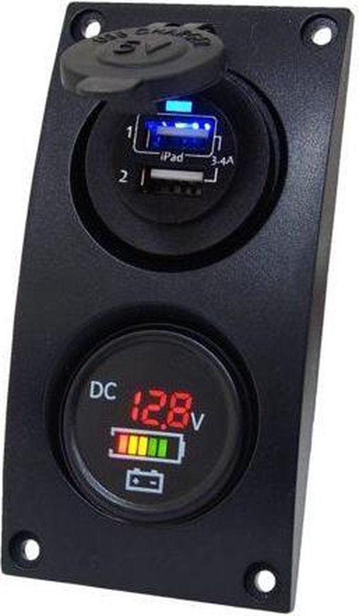 Curved add-on paneel dubbel USB & Volt/accu indicator