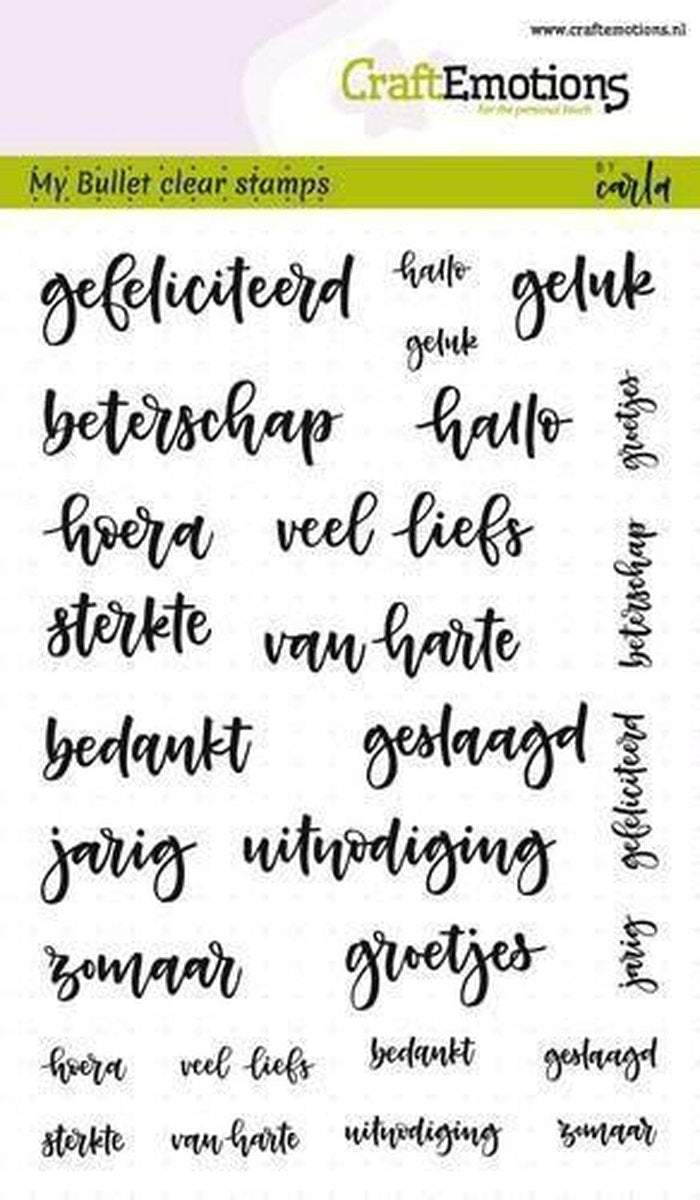 CraftEmotions stempel A6 - Bullet Journal - tekst diverse 5-10 Millimeter (Nederlands)