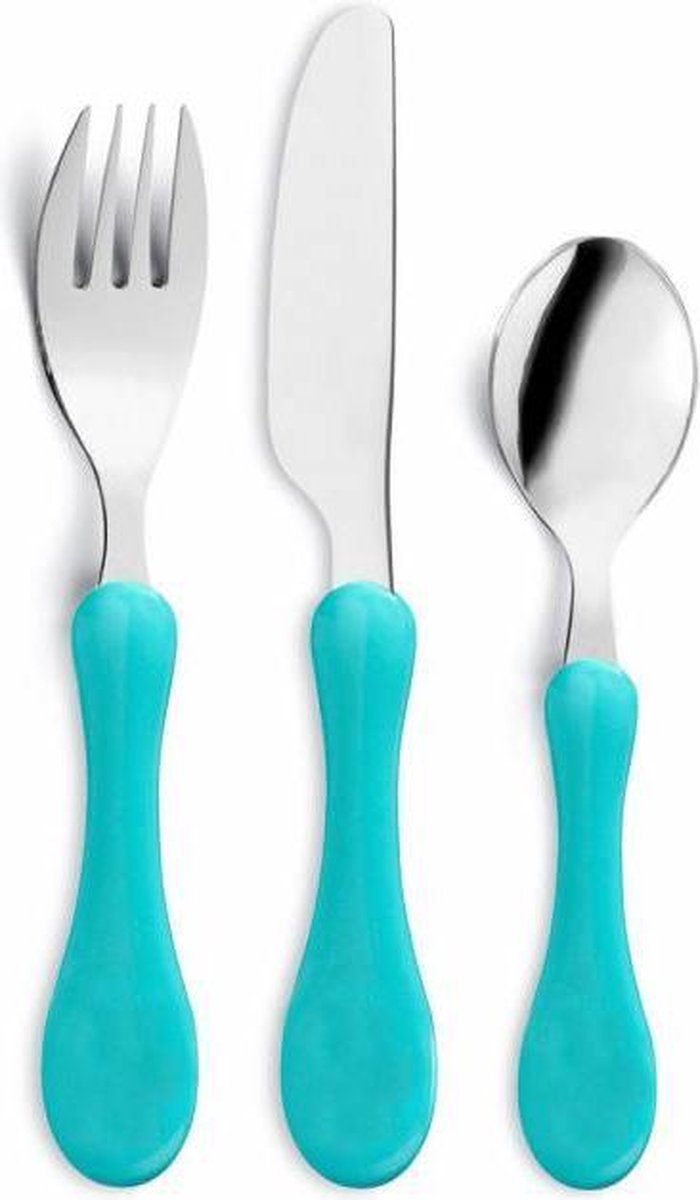 Amefa Nuage - Blauw - Kinderbestek  - RVS - (Set van 3) en Yourkitchen E-kookboek