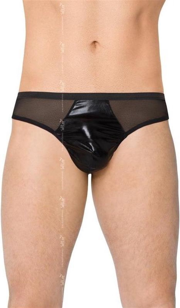 SoftLine Collection - Sexy herenslip met wetlook uiterlijk zwart XL