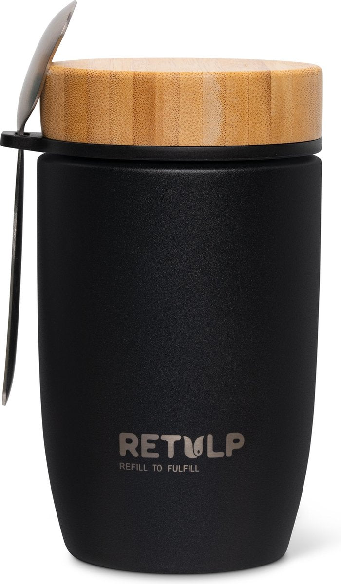 Retulp Big Mug - Thermos - Lunchbox - 500 ml - RVS - Premium Black