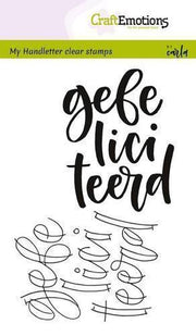 CraftEmotions clearstamps A6 - handletter - gefeliciteerd (NL) Carla Kamphuis