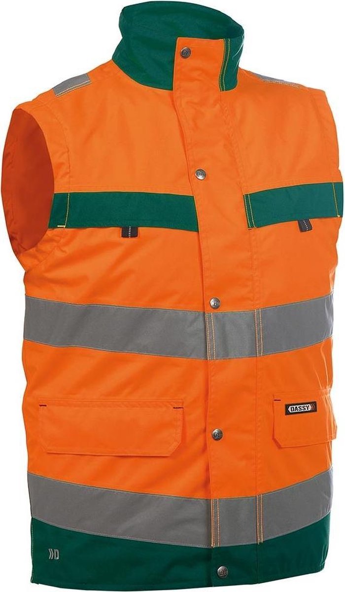 Dassy Bilbao Hoge zichtbaarheidsbodywarmer Oranje/Groen maat XXL