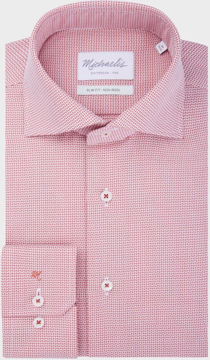 Mooi Michaelis rood dobby shirt-boordmaat: 44
