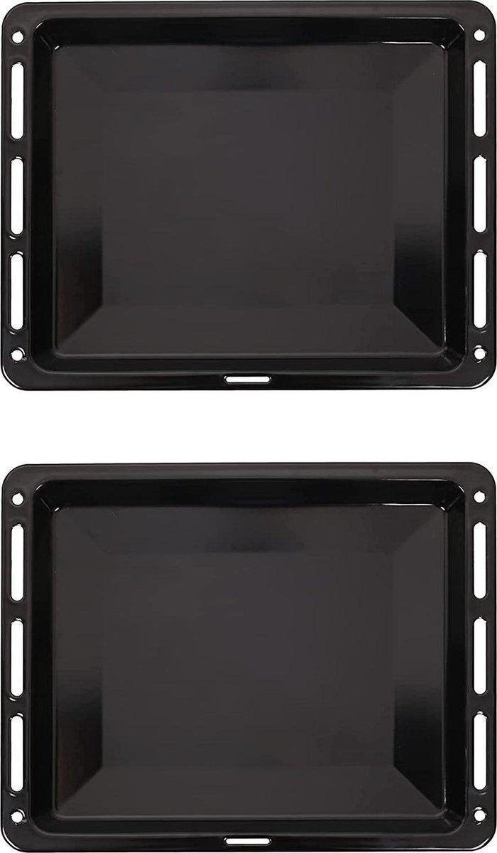 ICQN oven bakplaat set - 2 stuks - 455 x 377 x 30 mm - Geëmailleerd - Geschikt voor Bosch Siemens 432256 Neff Z11CB10E0 Goranje 274662 Bauknecht 480121103007