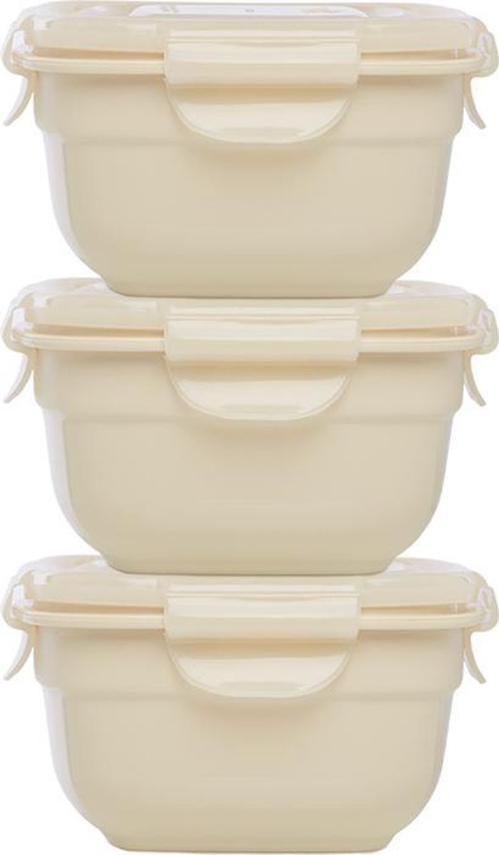 Lock&Lock Vershoudbakjes | Snackdoosjes | Snackbox - Set van 3 stuks - Stapelbaar - 260 ml - Beige