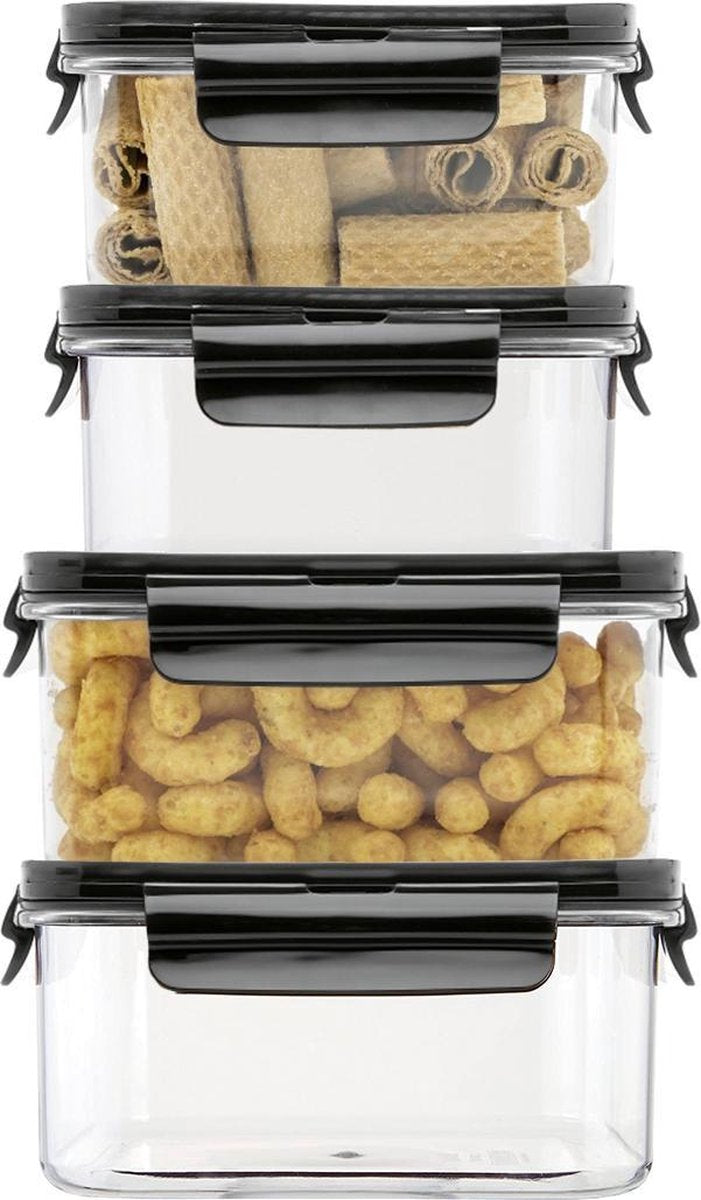 Lock&Lock Modular Vershoudbakjes | Bewaardozen voedsel – Set van 4 stuks – 600 ml + 1 liter – Helder Transparant