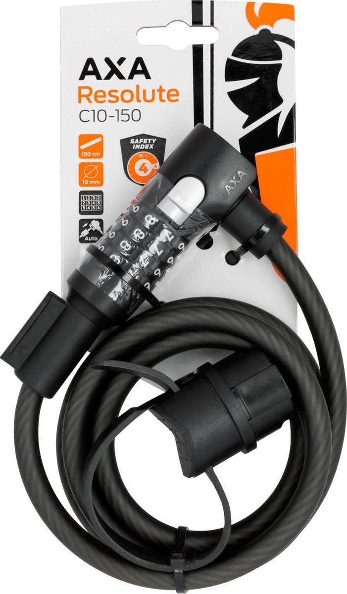 AXA Resolute 10 Kabelslot Code - 150 cm - Zwart
