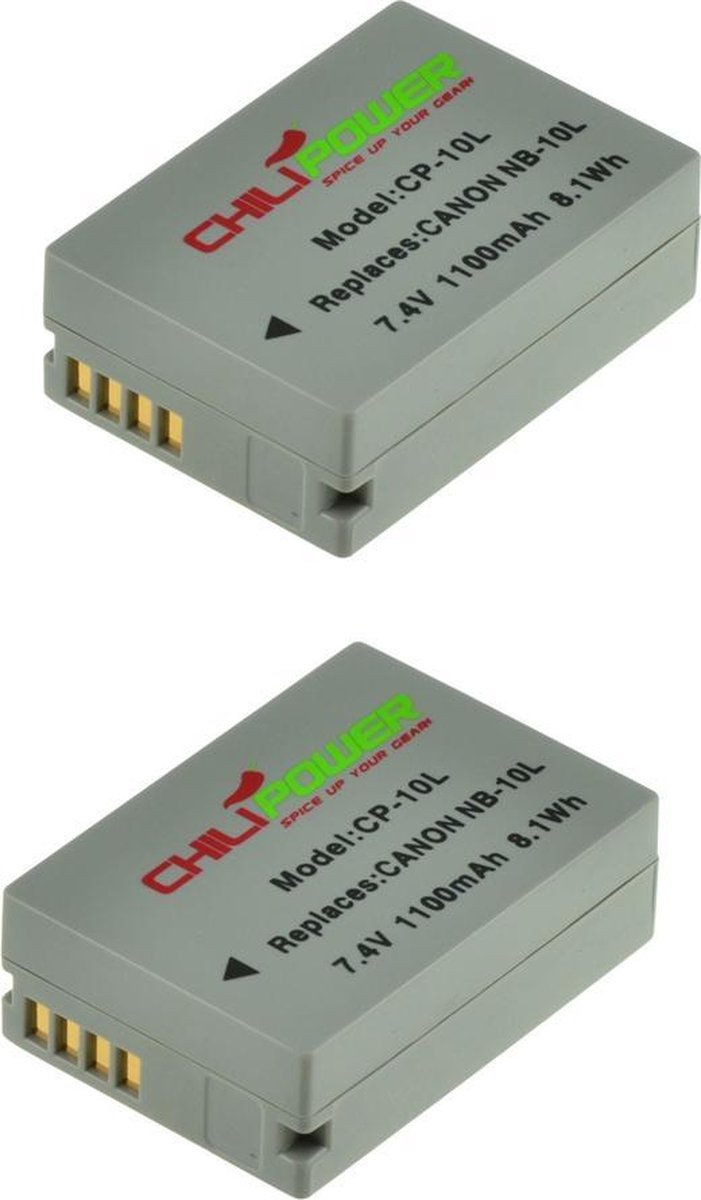 ChiliPower NB-10L accu voor Canon - 1100mAh - 2-Pack
