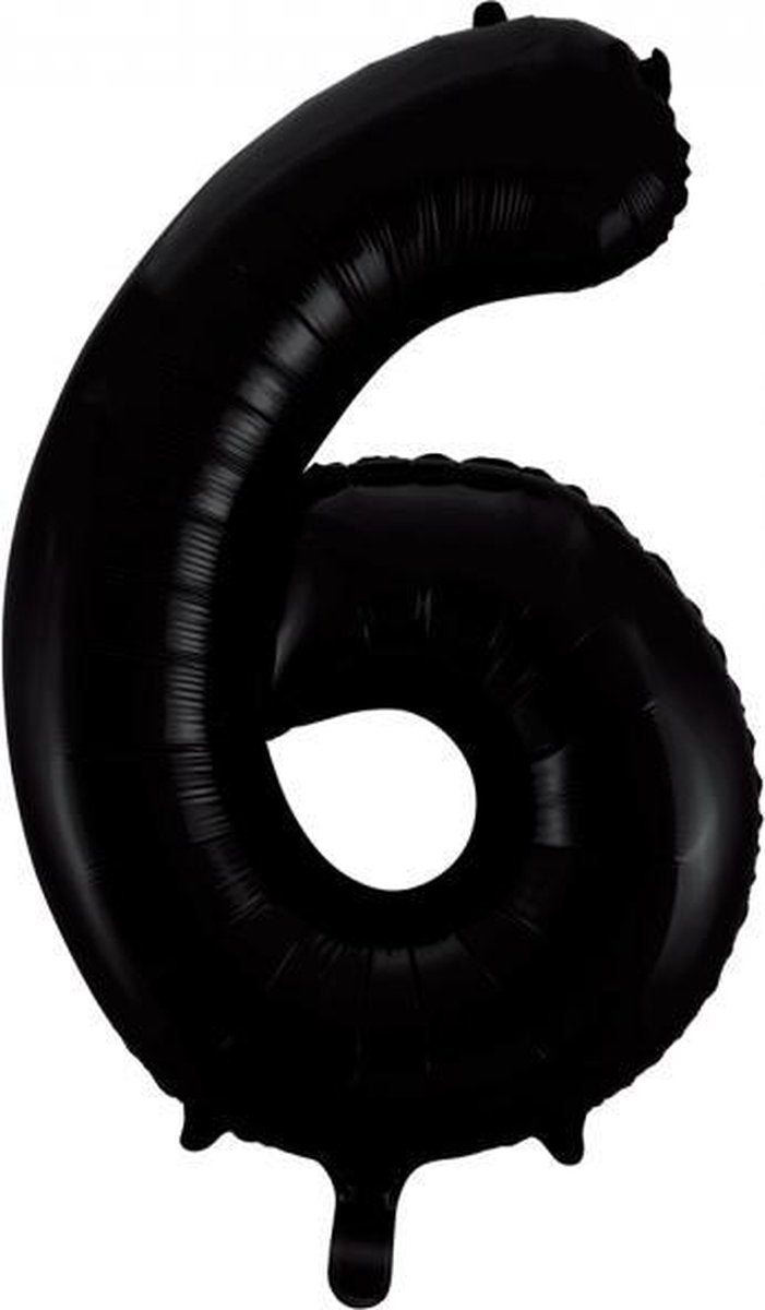 Folieballon 6 jaar zwart 86cm