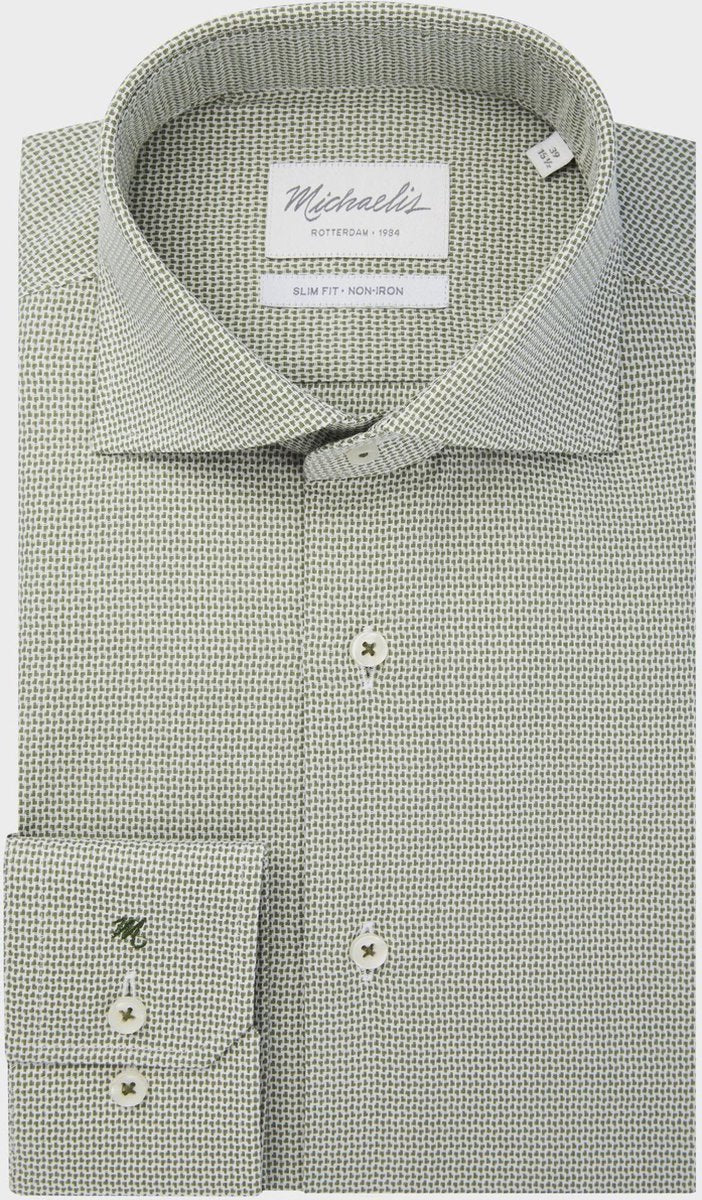 Groen Michaelis dobby shirt-boordmaat: 45