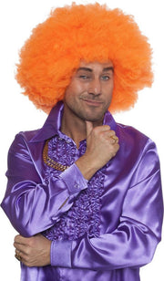 Super afro pruik neon oranje
