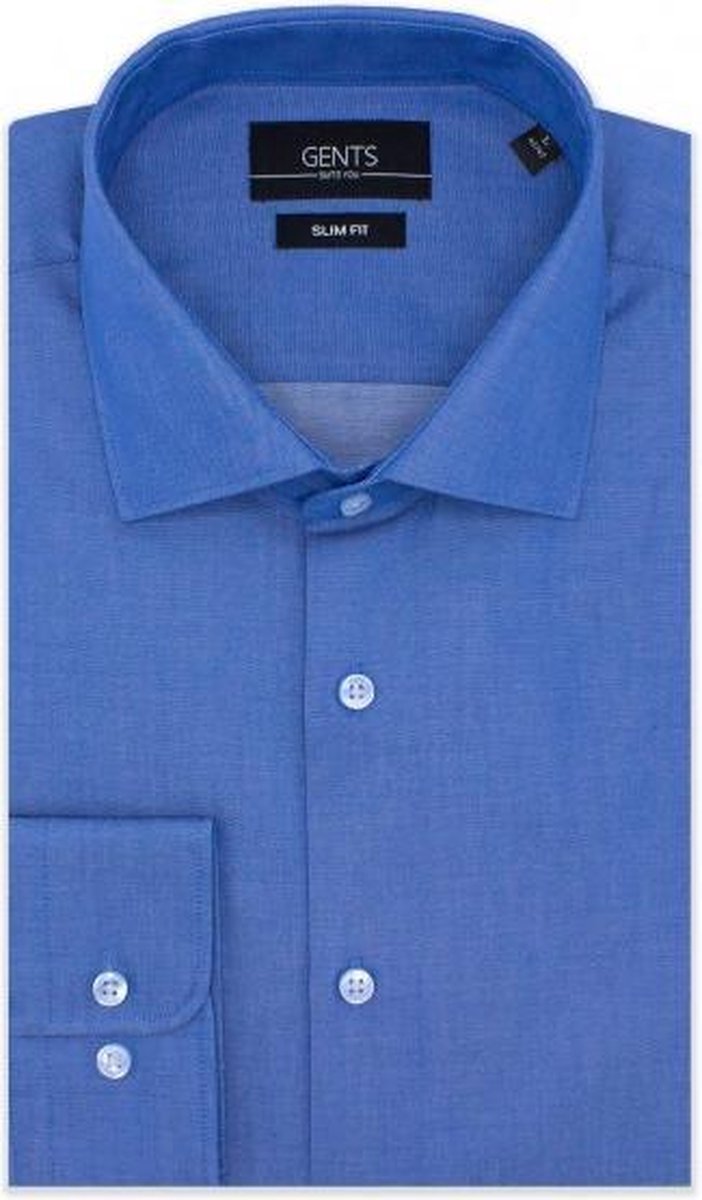 GENTS |  Overhemd Heren Volwassenen | Slim Fit | uni raf-blauw 0613 Maat XL 43/44