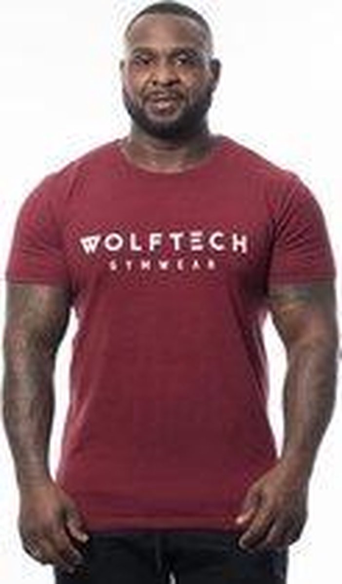 Wolftech Gymwear Sportshirt Heren - Rood / Bordeaux - M - Slim Fit - Sportkleding Heren