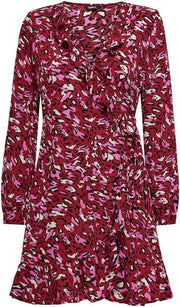 Onlnova Lux  L/s Merle Wrap Dress A 15233159 Red Dahlia/vibrant Leo