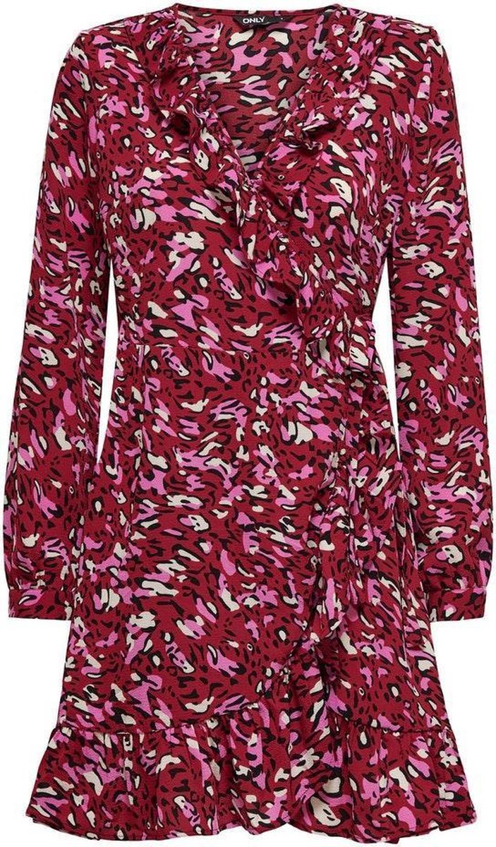 Onlnova Lux  L/s Merle Wrap Dress A 15233159 Red Dahlia/vibrant Leo