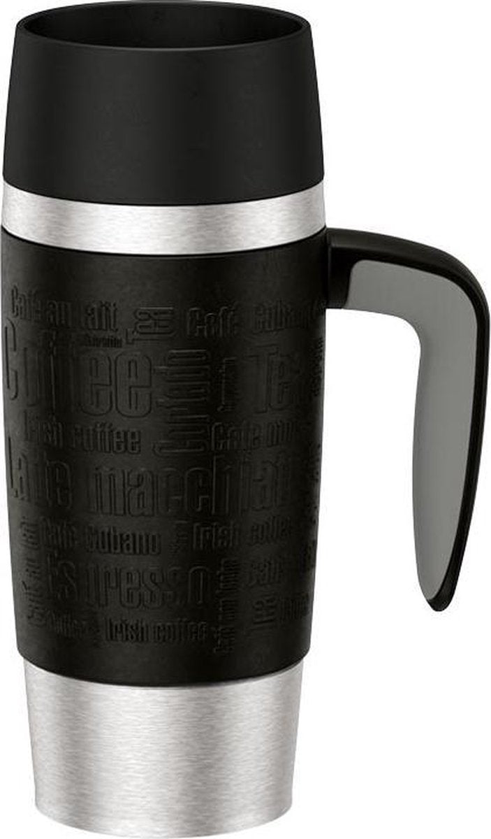 TRAVEL MUG HANDLE isoleerbeker 0.36 L. zwart