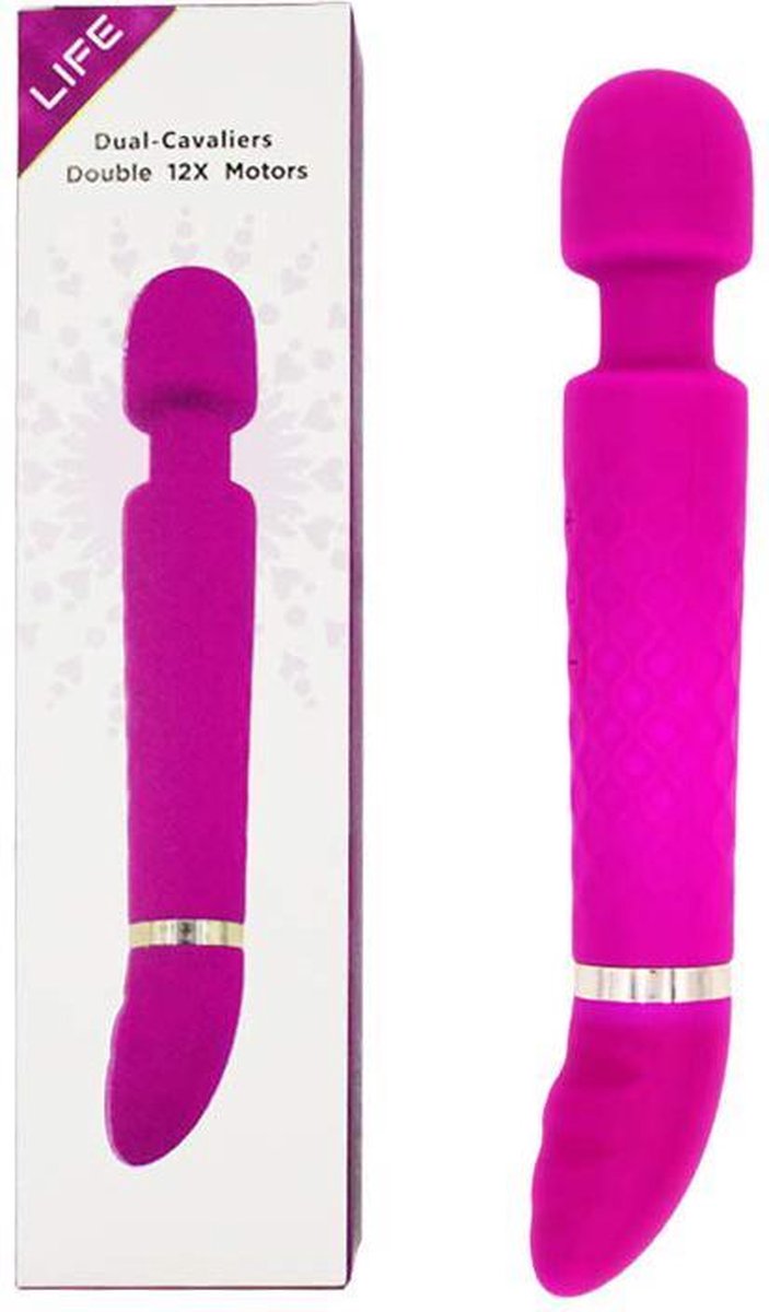 Personal Wand Massager Vibrator- Dubbel Kop - Fluisterstil & Discreet - Magic Wand - Candy Pink - 12X Dual-Cavaliers clitoris stimulator ​​- Draadloos - Oplaadbaar- Reisvriendelijk