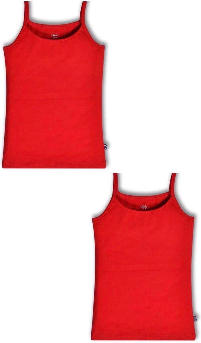 Woody  duopack – 2 singlets meisjes – effen rood – 182-1-VEG-Z/445 – maat 164