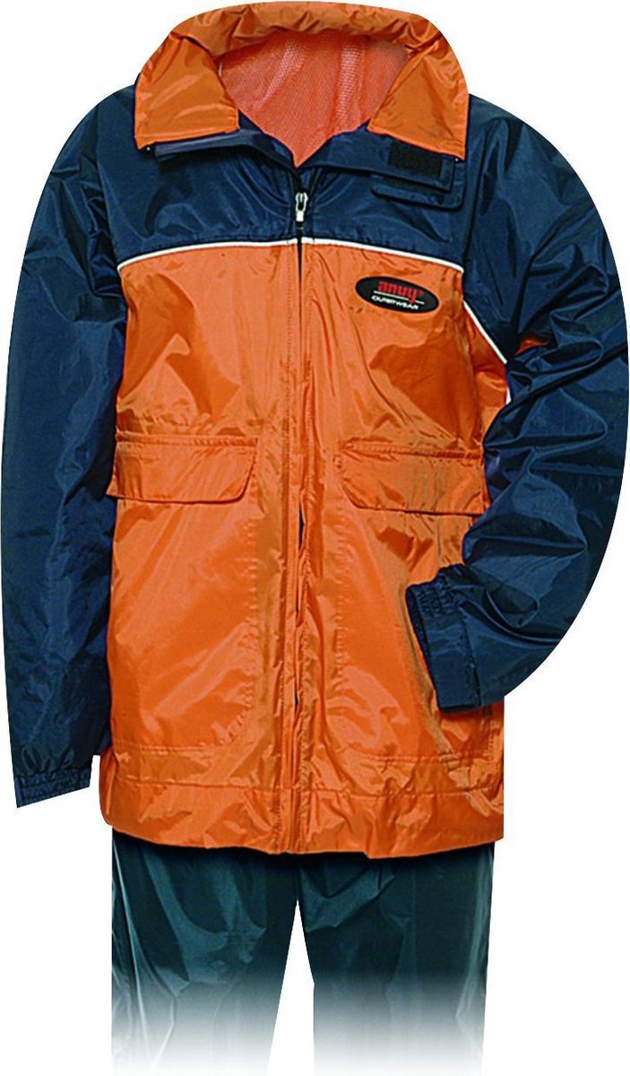 Anuy Luton Regenpak - Maat 140  - Unisex - oranje/blauw