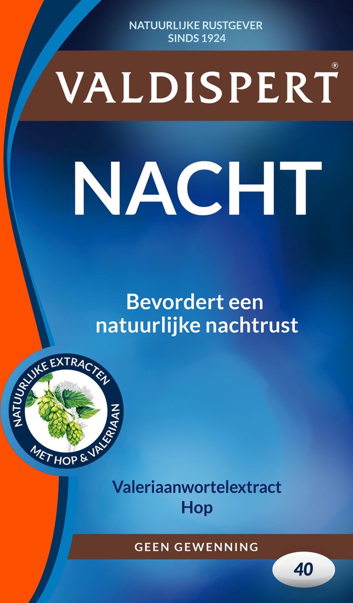 Valdispert Nacht - Valeriaan & Hop - 40 tabletten - Natuurlijke Rustgever