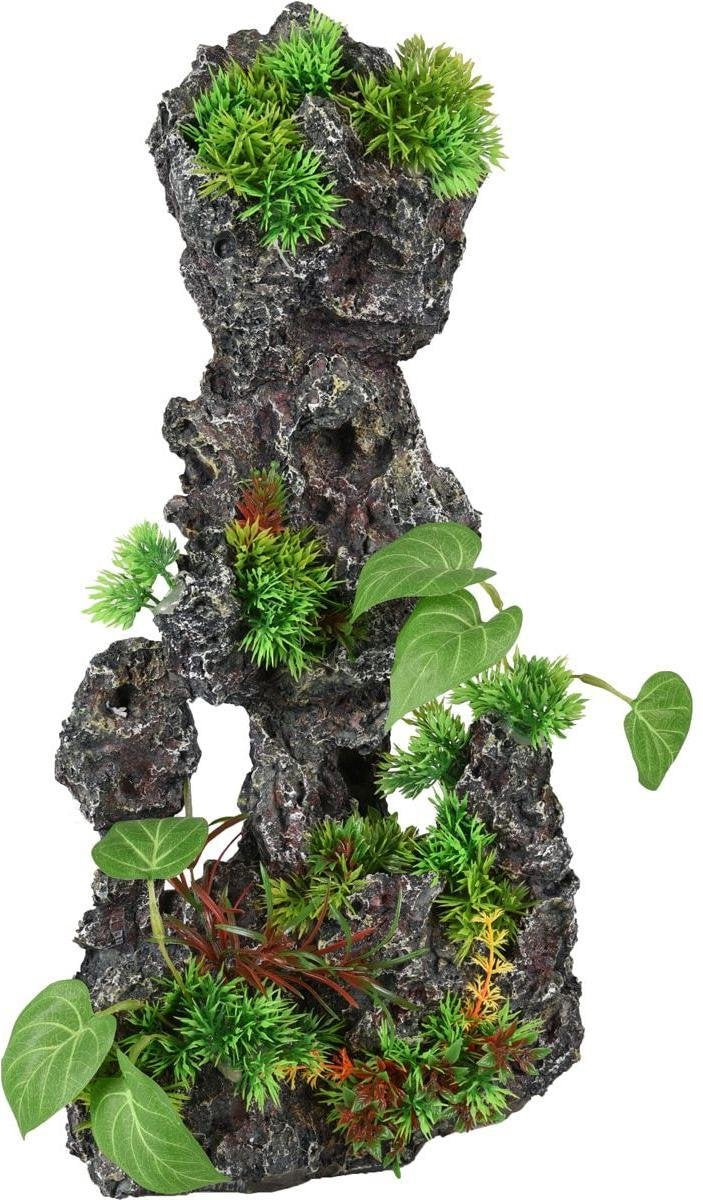 Aquarium decoratie Rots met Plant - 22 x 16 x 45 cm