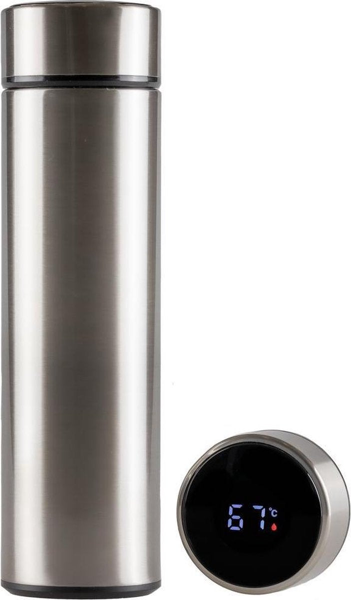 Sareva Thermosfles Met Temperatuurdisplay Zilver 0.5 Liter