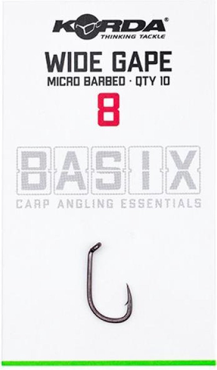 Korda Basix Wide Gape - Haak - Maat 8 - Grijs