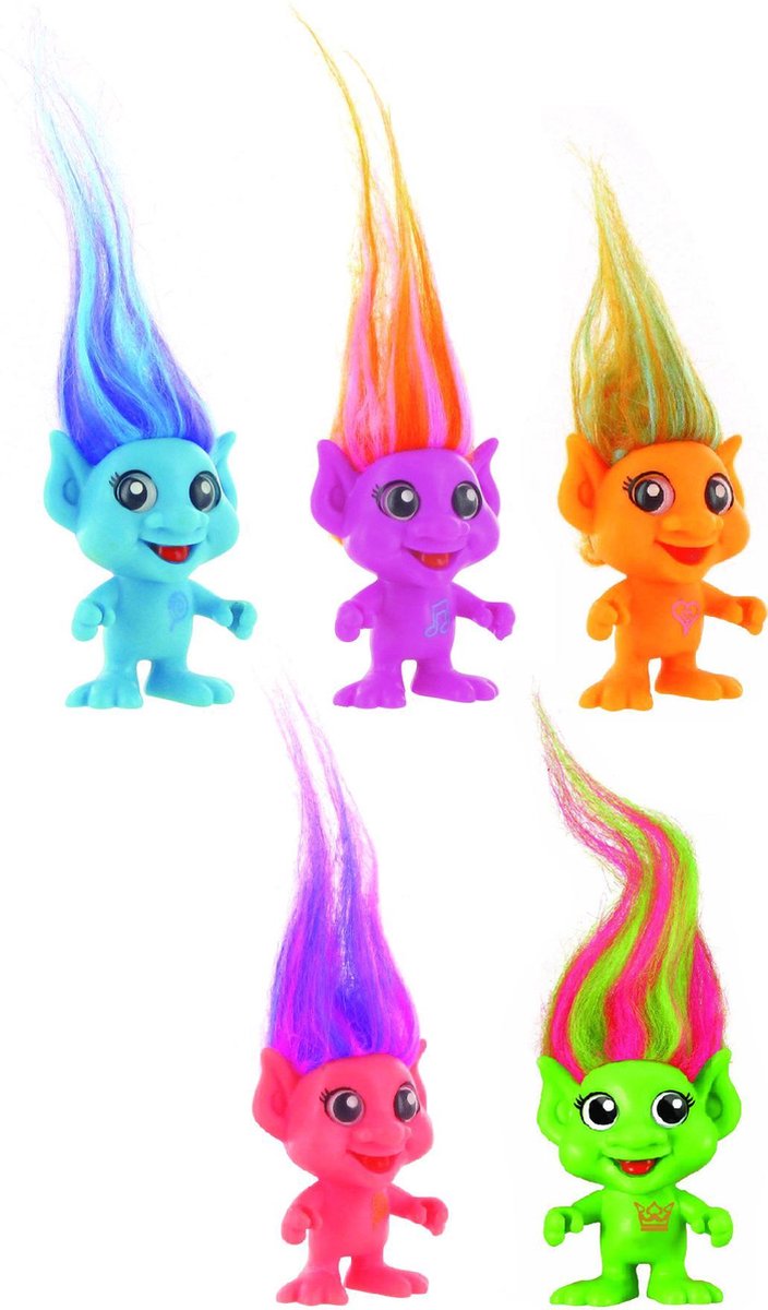 Trollen - langharig & fluor - Trollenset figuurtjes