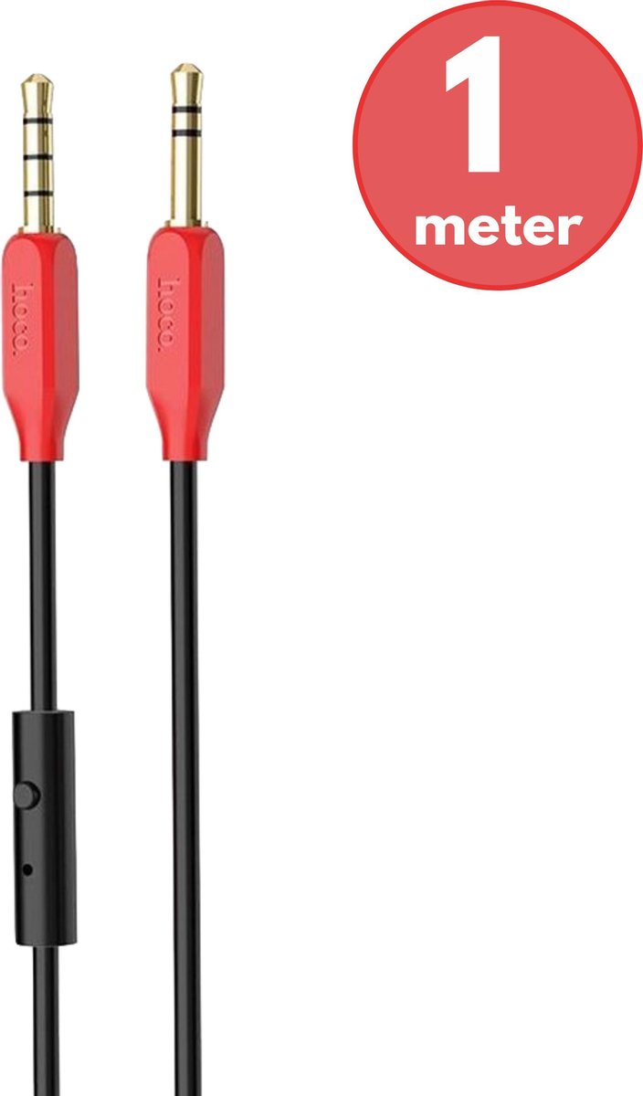 Premium AudioJack kabel met microfoon 1 meter lang - Aux naar Aux 3.5 mm - Audio Jack to Audio Jack