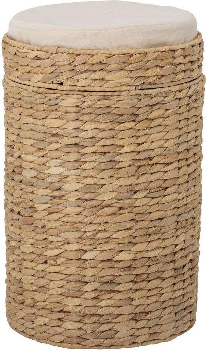 Bloomingville Iva wasmand / opbergmand met deksel - waterhyacint - D 33 cm x H 51 cm