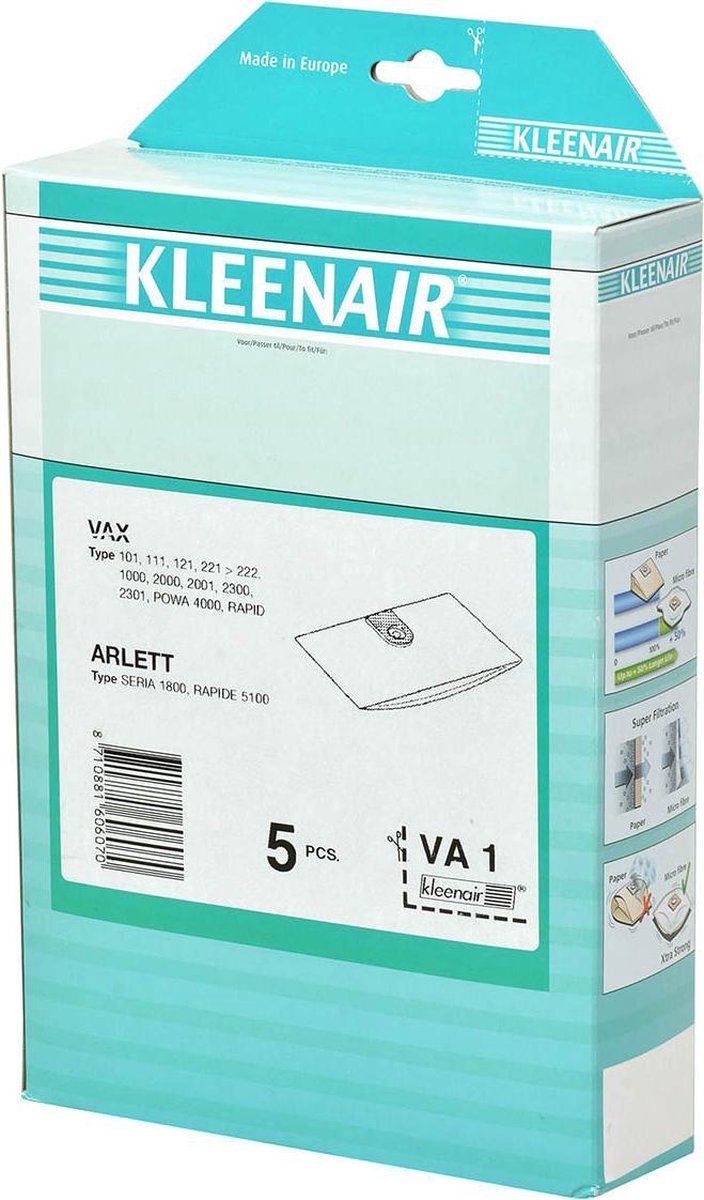 kleenair  5 stofzuigerzakken
