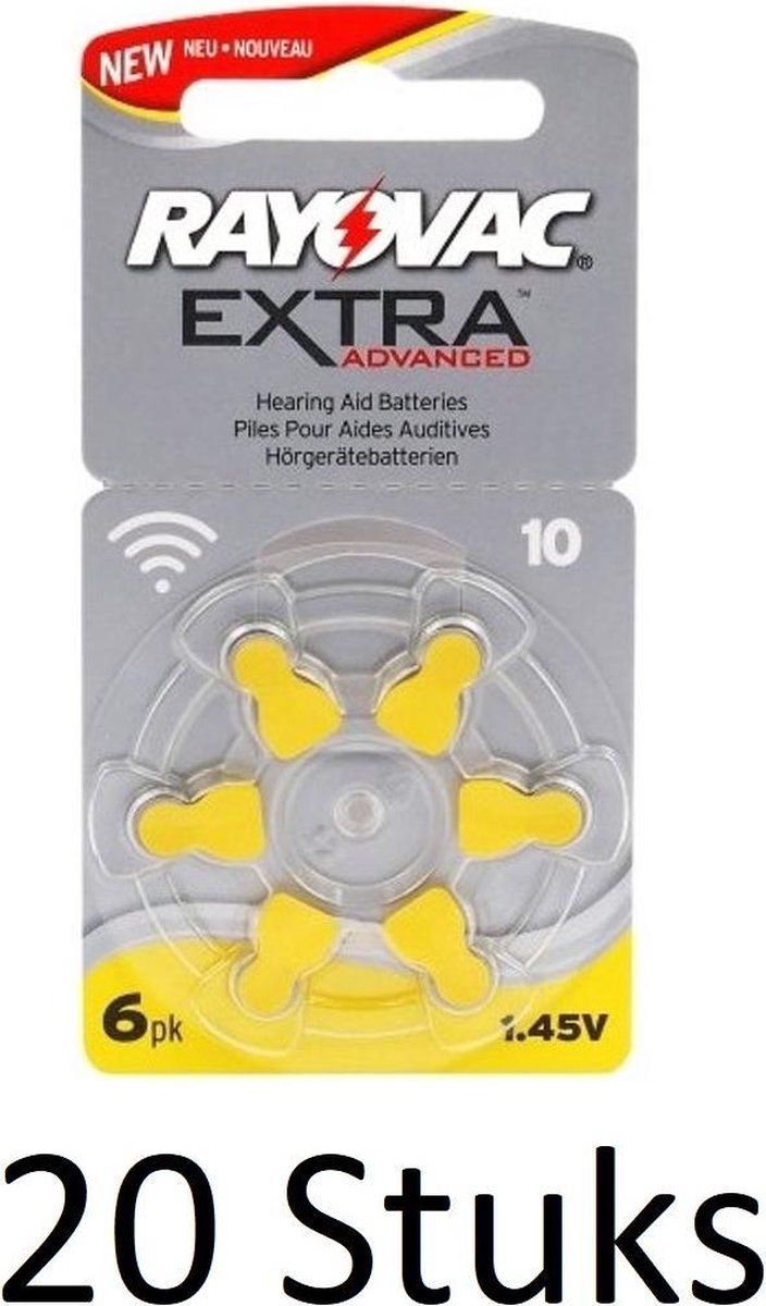 120 Stuks (20 Blisters a 6 st) Rayovac Extra Advanced 10 MF Gehoorapparaat batterijen