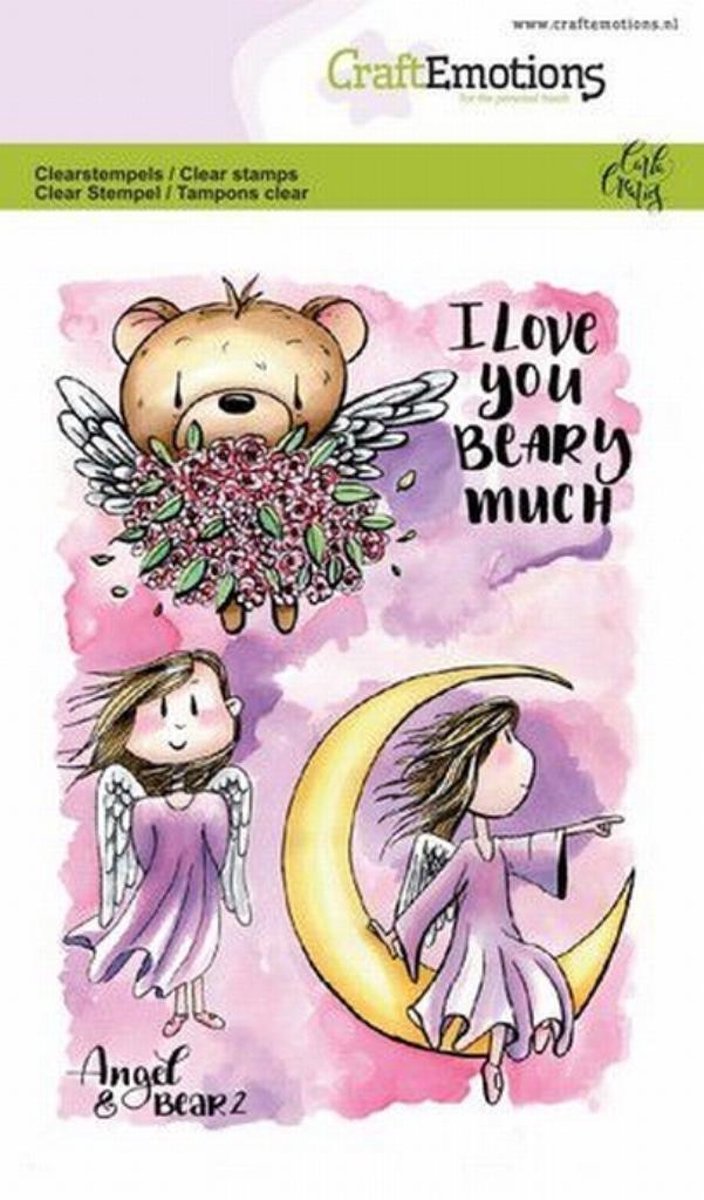 CraftEmotions clearstamps A6 - Angel & Bear 2 Carla Creaties