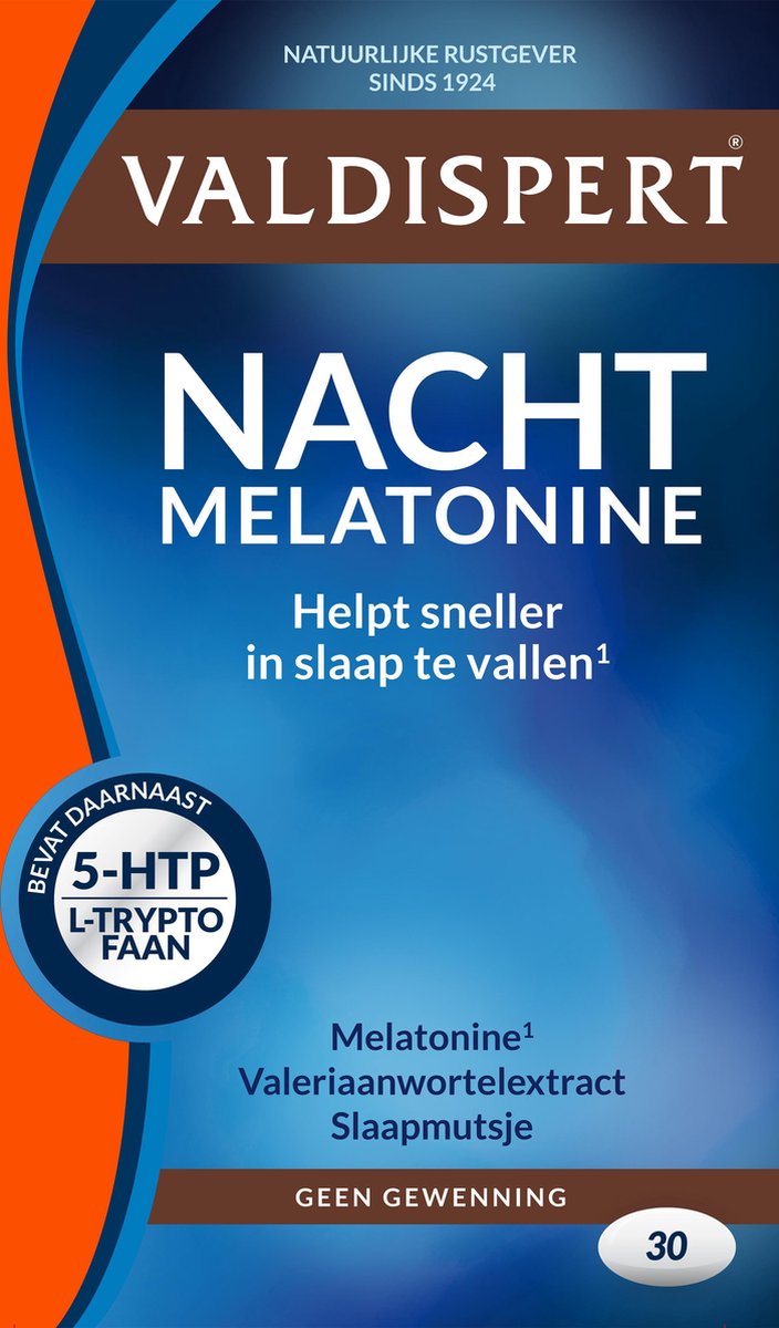 Valdispert Nacht Melatonine - Valeriaan & Slaapmutsje - 30 tabletten - Natuurlijke rustgever