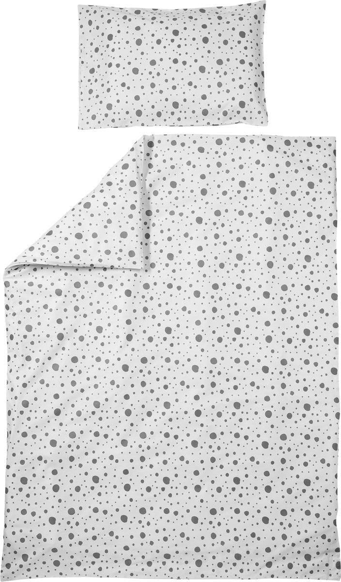 Meyco dekbedovertrek junior + kussensloop - 120x150 cm - Dots grijs
