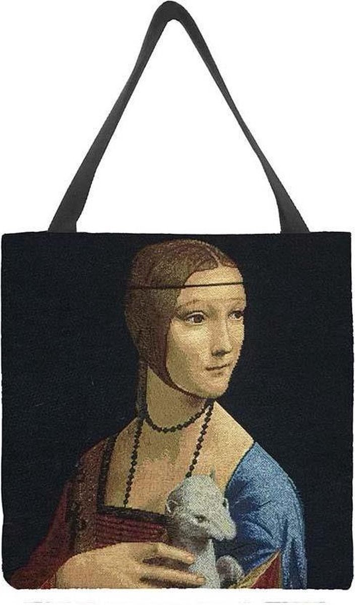 Signare Boodschappentas groot - Kunst - Gobelin - De dame met de Hermelijn - Leonardo Da Vinci