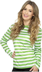 Groen en wit gestreept T-shirt voor dames - Volwassenen kostuums