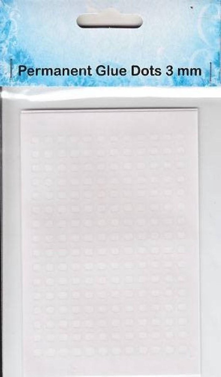Nellie Snellen permanent glue dots 3 x 3 mm - 11.03.11.016 - 1 vel met 192 stuks zelfklevend
