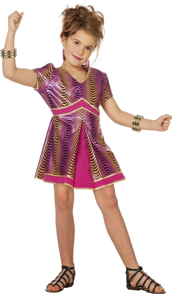 Punk & Rock Kostuum | Purple Bling 80s Rock Chick | Meisje | Maat 116 | Carnaval kostuum | Verkleedkleding