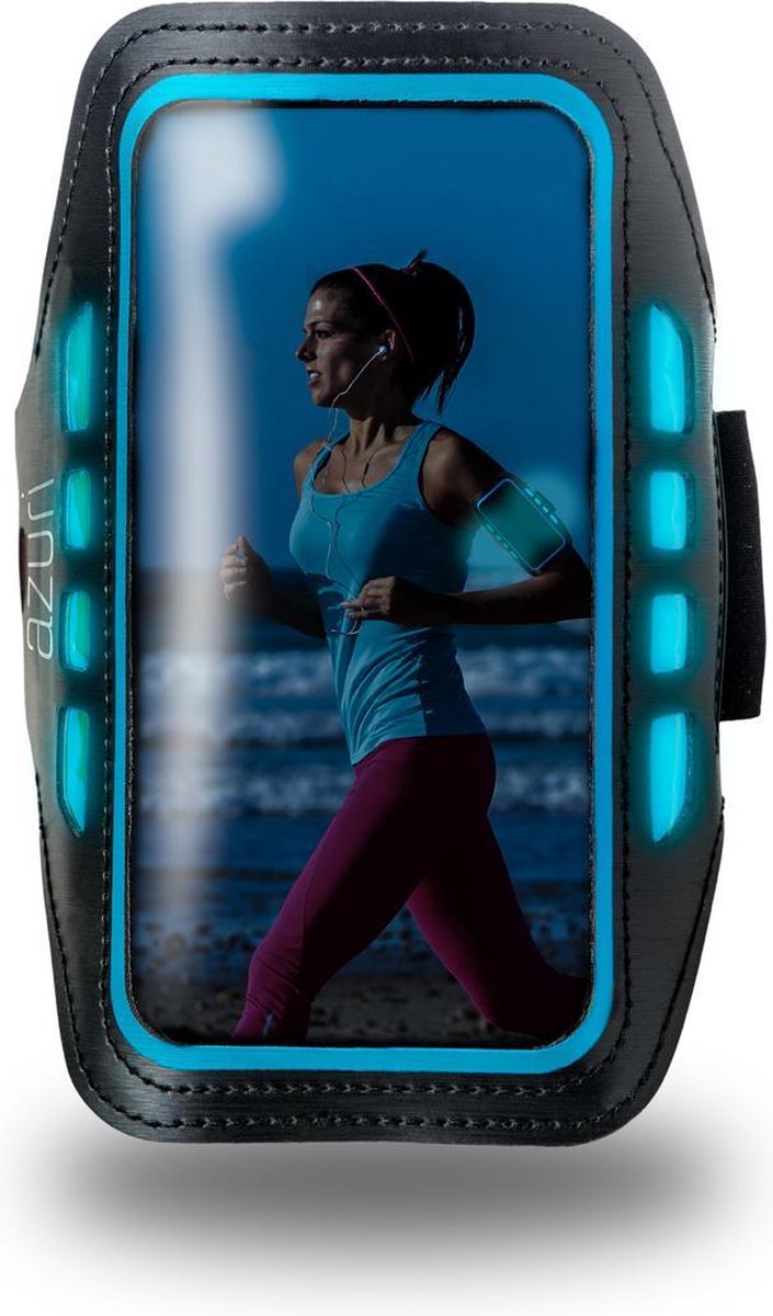 Azuri sport armband met LED verlichting - zwart
