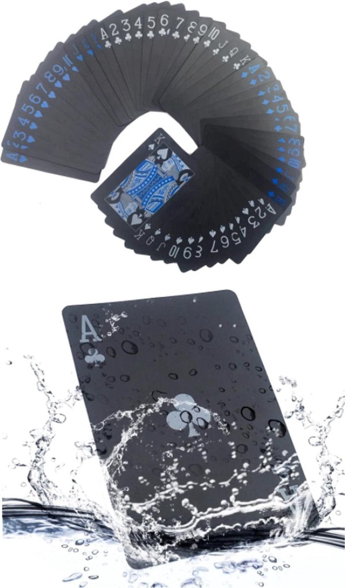Speelkaarten zwart/blauw waterdicht - Poker kaarten