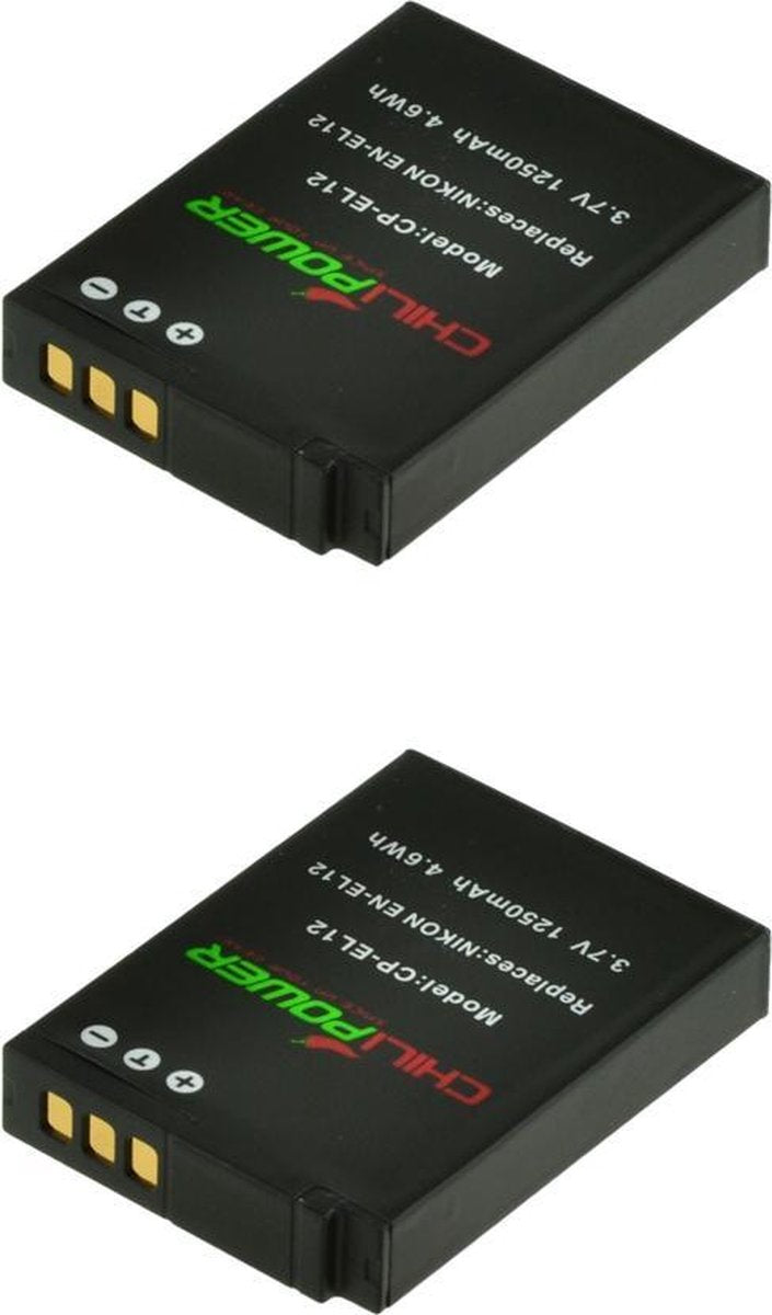 ChiliPower Nikon EN-EL12 camera batterij - 2 stuks verpakking