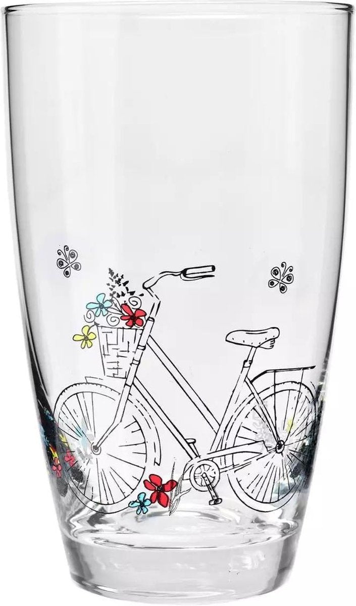 Krosno drinkglazen fiets design - 2 stuks - 450 ml