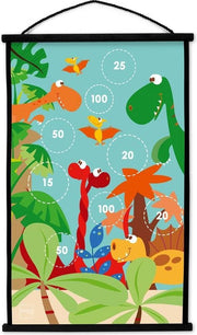 Scratch Dartbord Dino Wereld 2-zijdig 60 X 38 Met 6 Dartpijlen