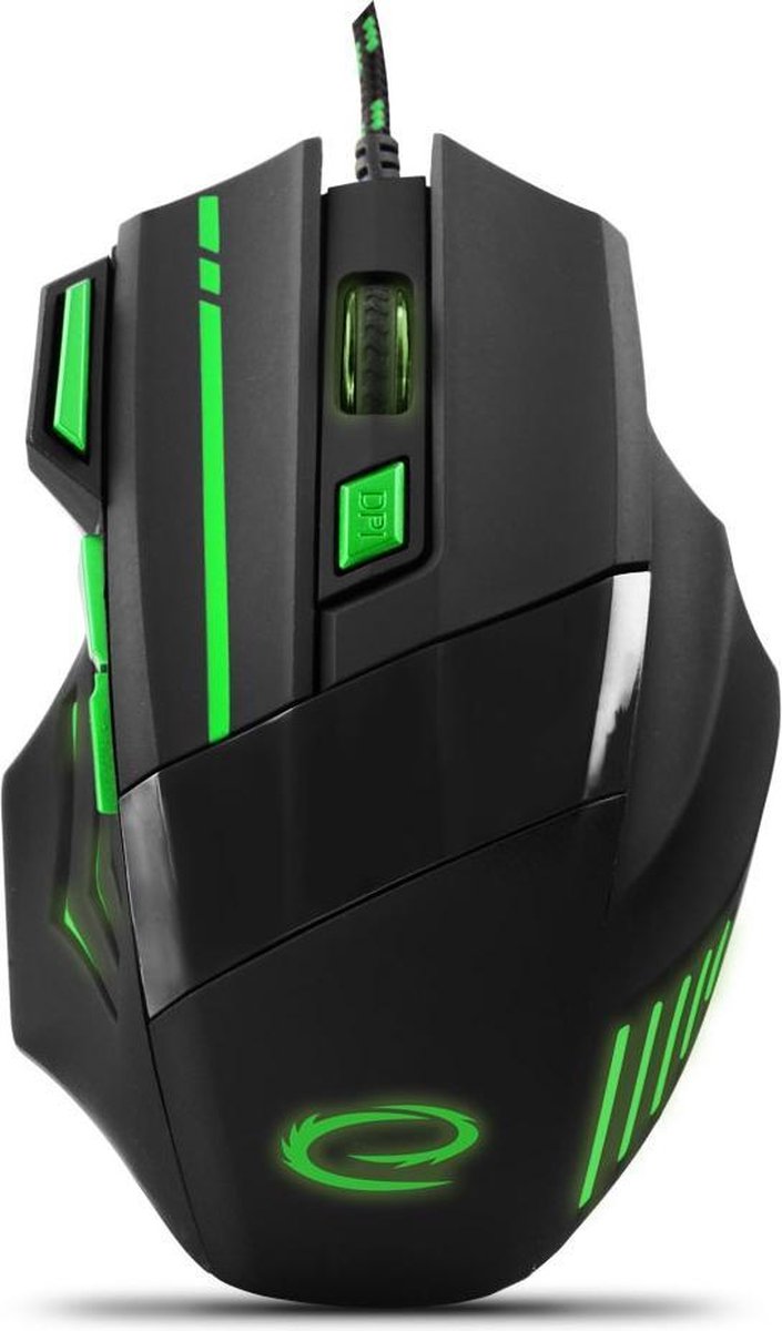 Optische USB Game Muis 7D Wolf met LED - max DPI 2400 - Groen
