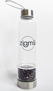 Ziamli Waterfles - Amethist - Waterfles met kristallen (kleine) - Crystal water bottle - 550 ML